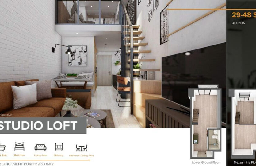 median flats studio loft plan