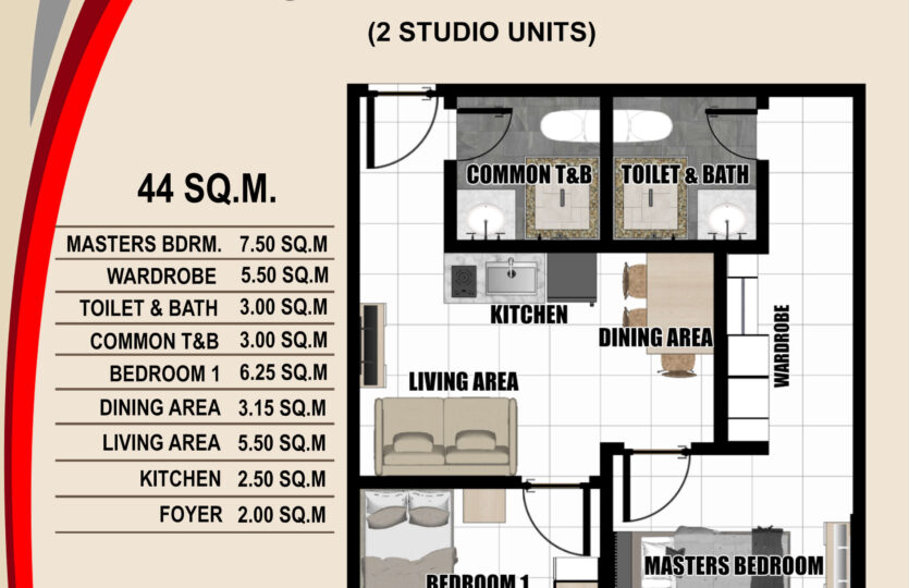 WJV Condo 2 Bedroom Combined Unit