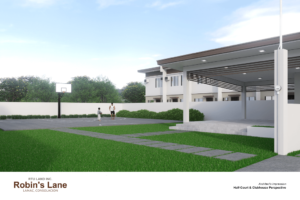 Robins Lane Half-Court & Clubhouse Perspective