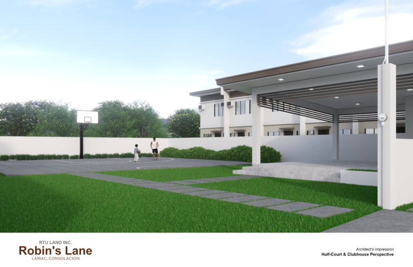 Robins Lane Half-Court & Clubhouse Perspective