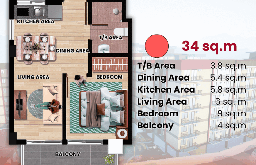 la bellezah flats pulangbato 34 studio plan