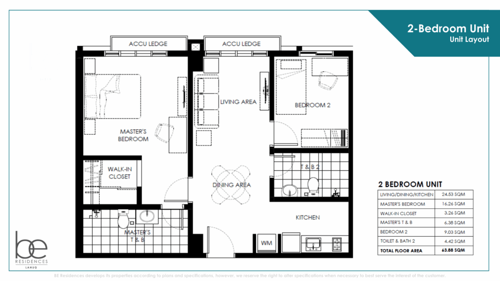 BE Residences Lahug 2BR Layout