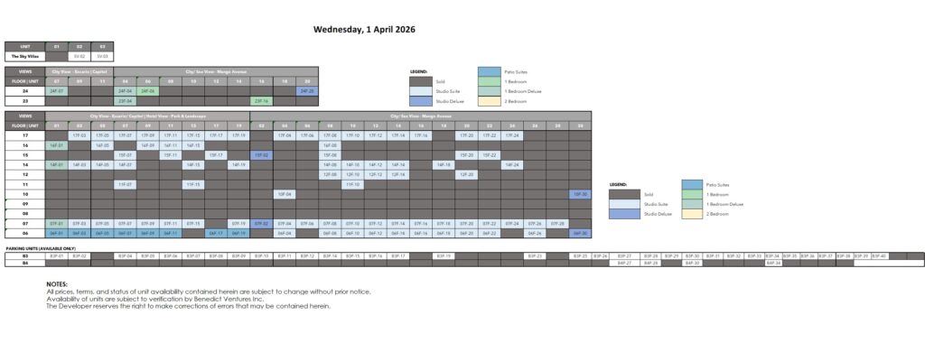 Apr 2026 BE Uptown Park Availability Chart