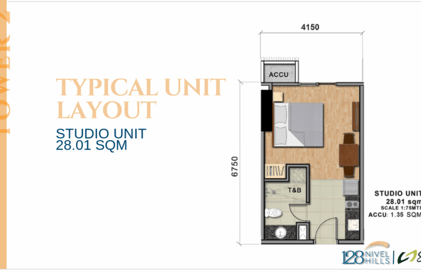 128 nivel hills T2 Studio Unit - 28sqm